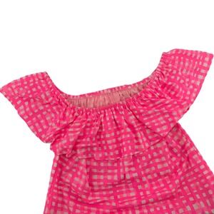 Lilly Pulitzer Women's Pink Off the Shoulder Ruffle Top Size Medium Pima Cotton